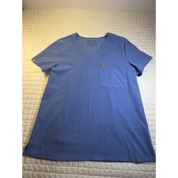 Figs Dresses & Skirts - Figs Technical Collection Scrub Set Medium blue V Neck Top And Pants Tacked Hem